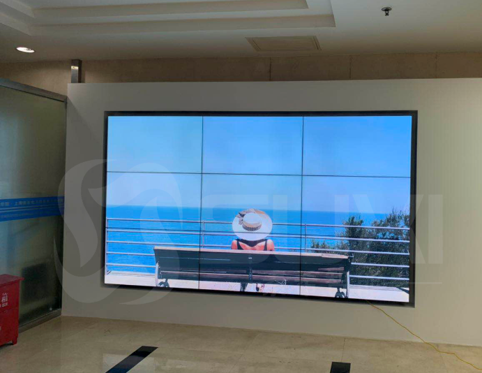 上海中科院公司前臺(tái)形象墻3*3液晶拼接屏